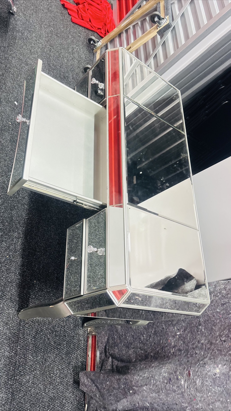 Mirrored Vanity Desk with Drawers