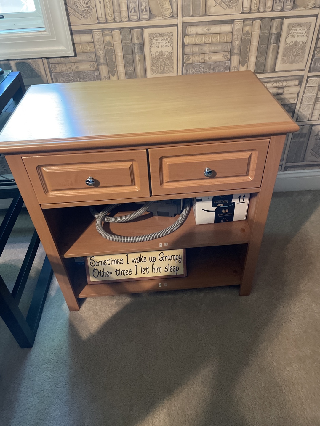 Wooden Two-Drawer Accent Table with Shelf