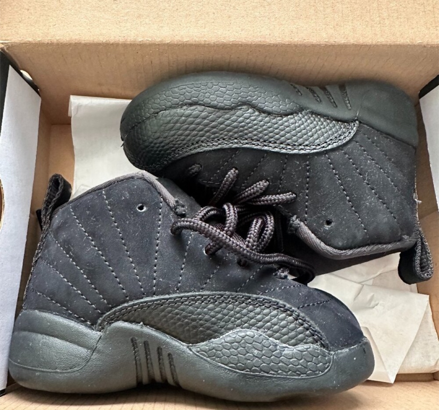 Jordan 12 Retro TD Black/Taxi Size 5c - photo 2