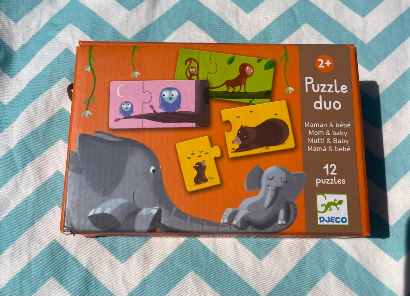 Djeco Puzzle Duo - 12 Animal Puzzles for Toddlers