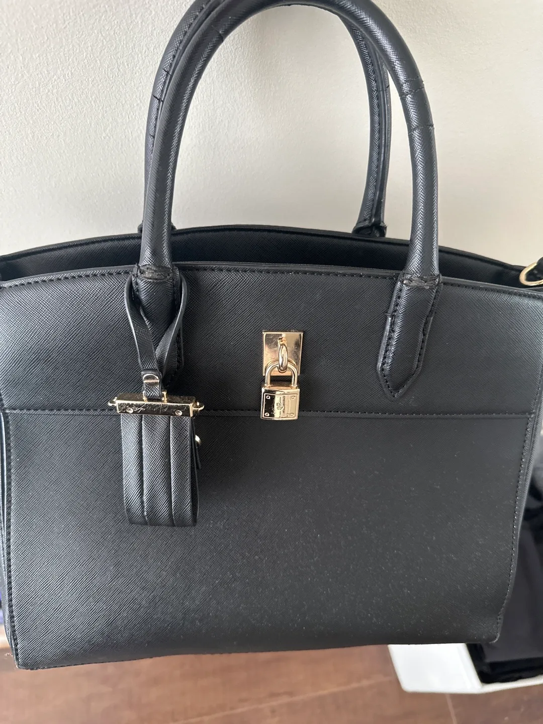 Black structured satchel handbag thumbnail