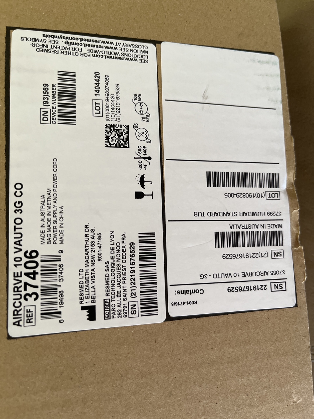 ResMed AirCurve 10 VAuto 3G HumidAir Standard Tub
