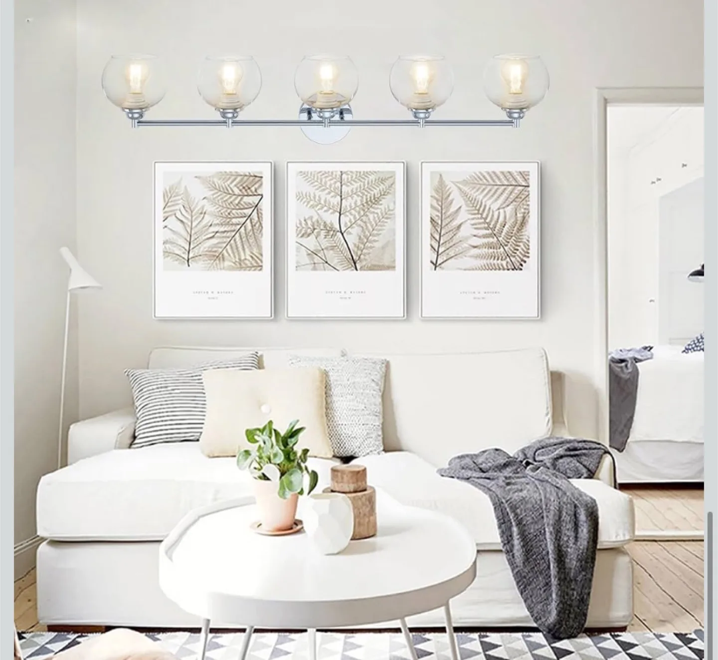 5-Light Chrome Vanity Lights with Clear Glass image indicator(4)