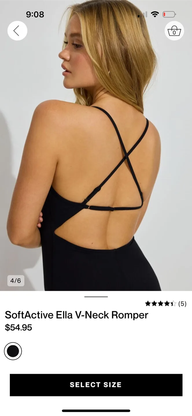 Garage Black V-Neck Romper image indicator(2)