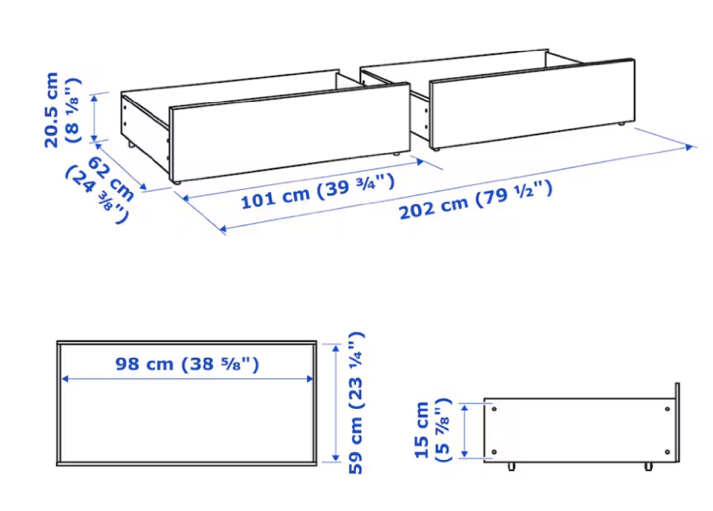 IKEA MALM White Twin Bed Frame with 2 Storage box - photo 5