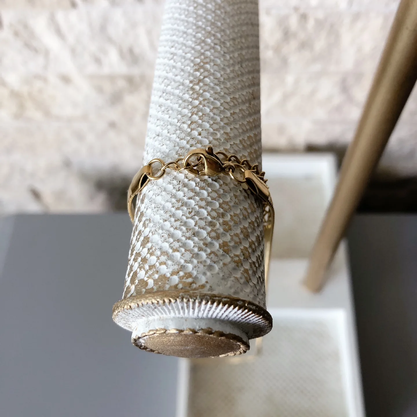 15” stainless steel gold Herringbone Necklace image indicator(3)