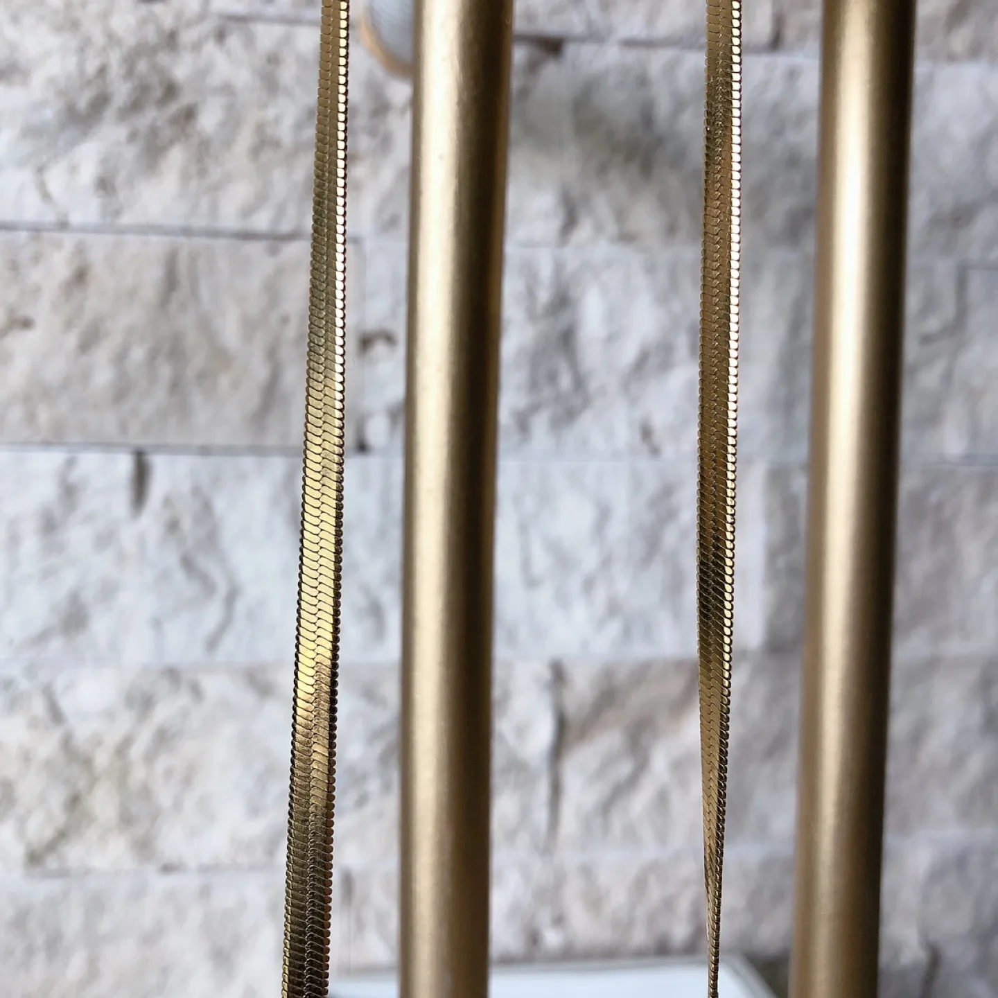 15” stainless steel gold Herringbone Necklace image indicator(2)