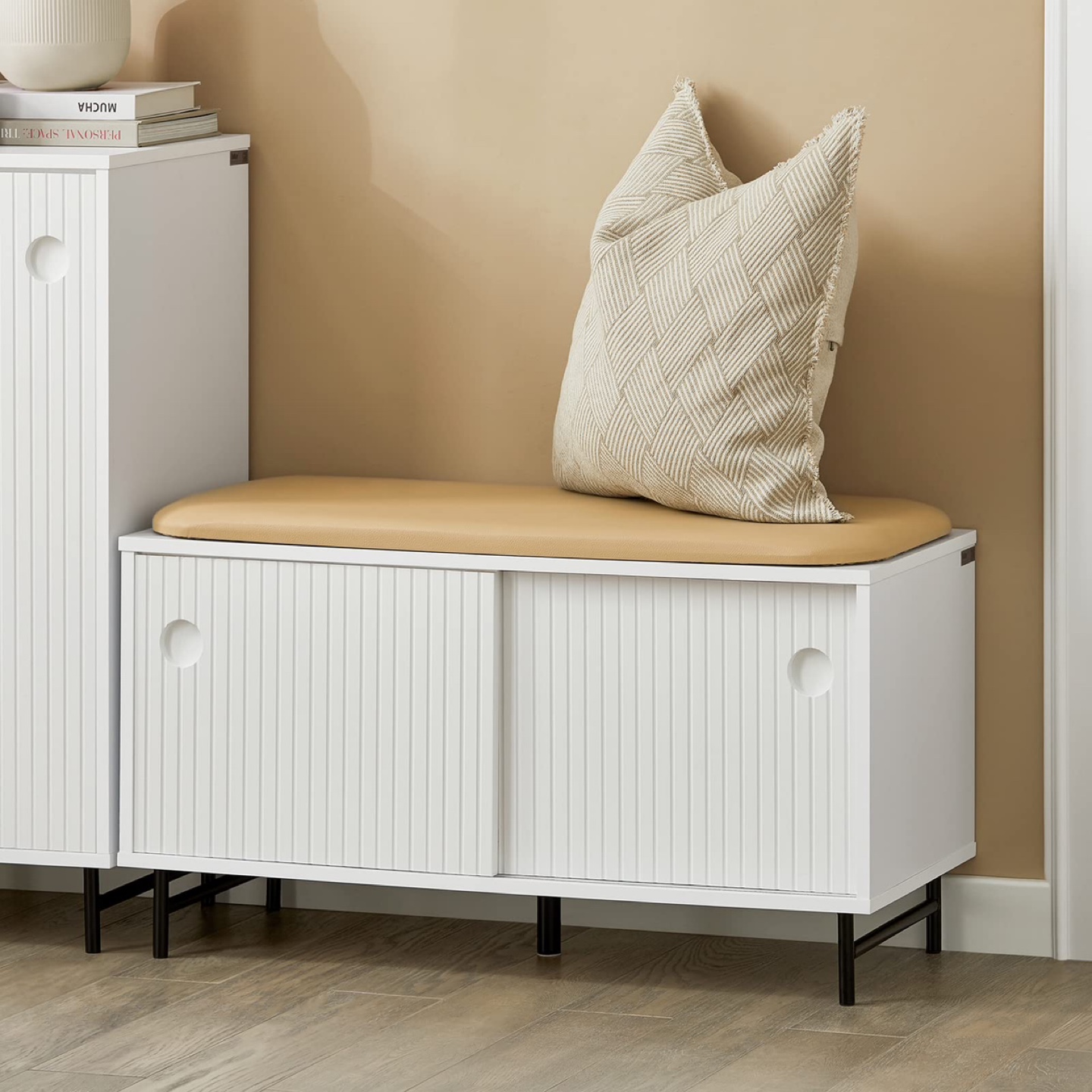 New SoBuy Shoe Storage Bench with Sliding Doors and Seat - photo 2