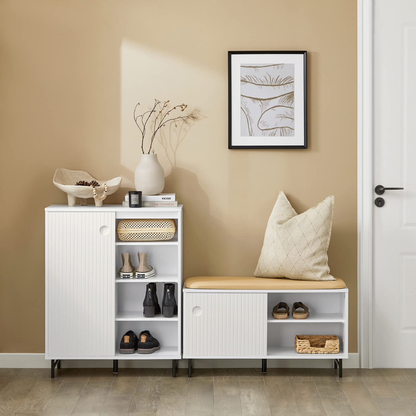 New SoBuy Shoe Storage Bench with Sliding Doors and Seat - photo 4