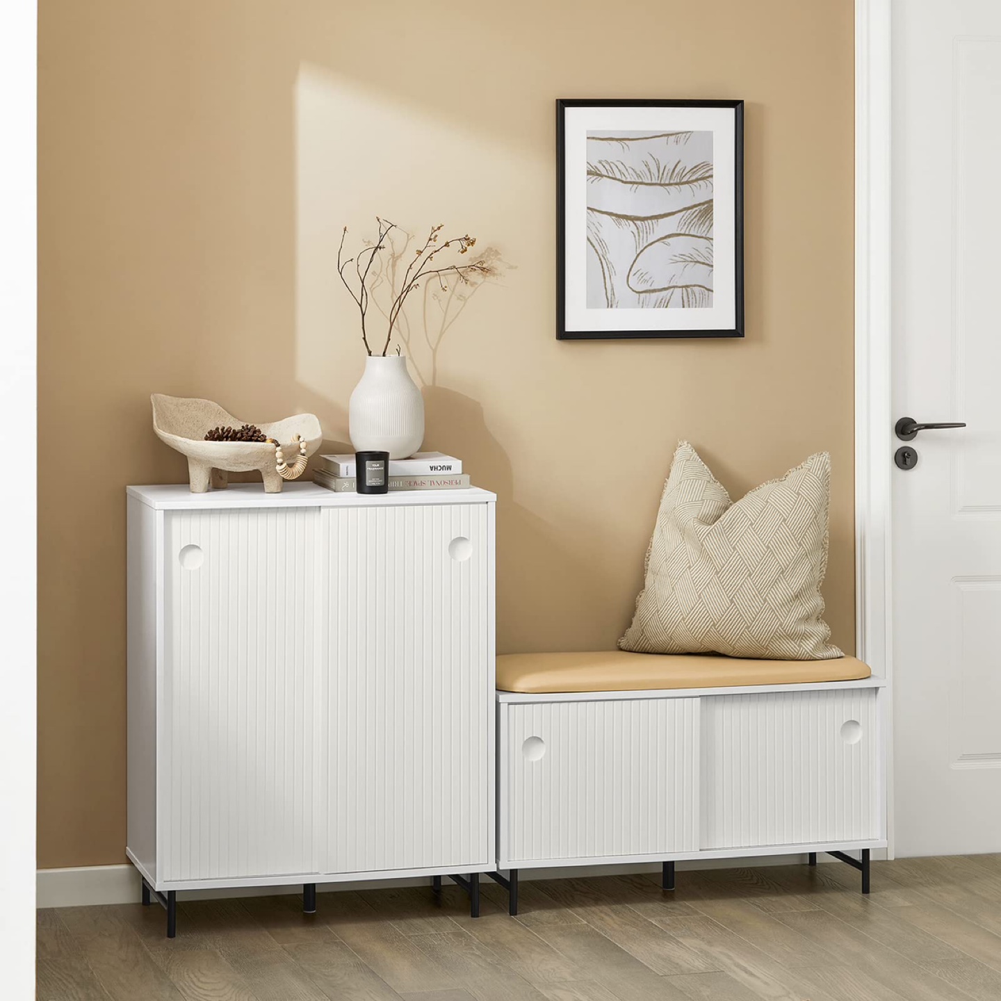 New SoBuy Shoe Storage Bench with Sliding Doors and Seat - photo 5