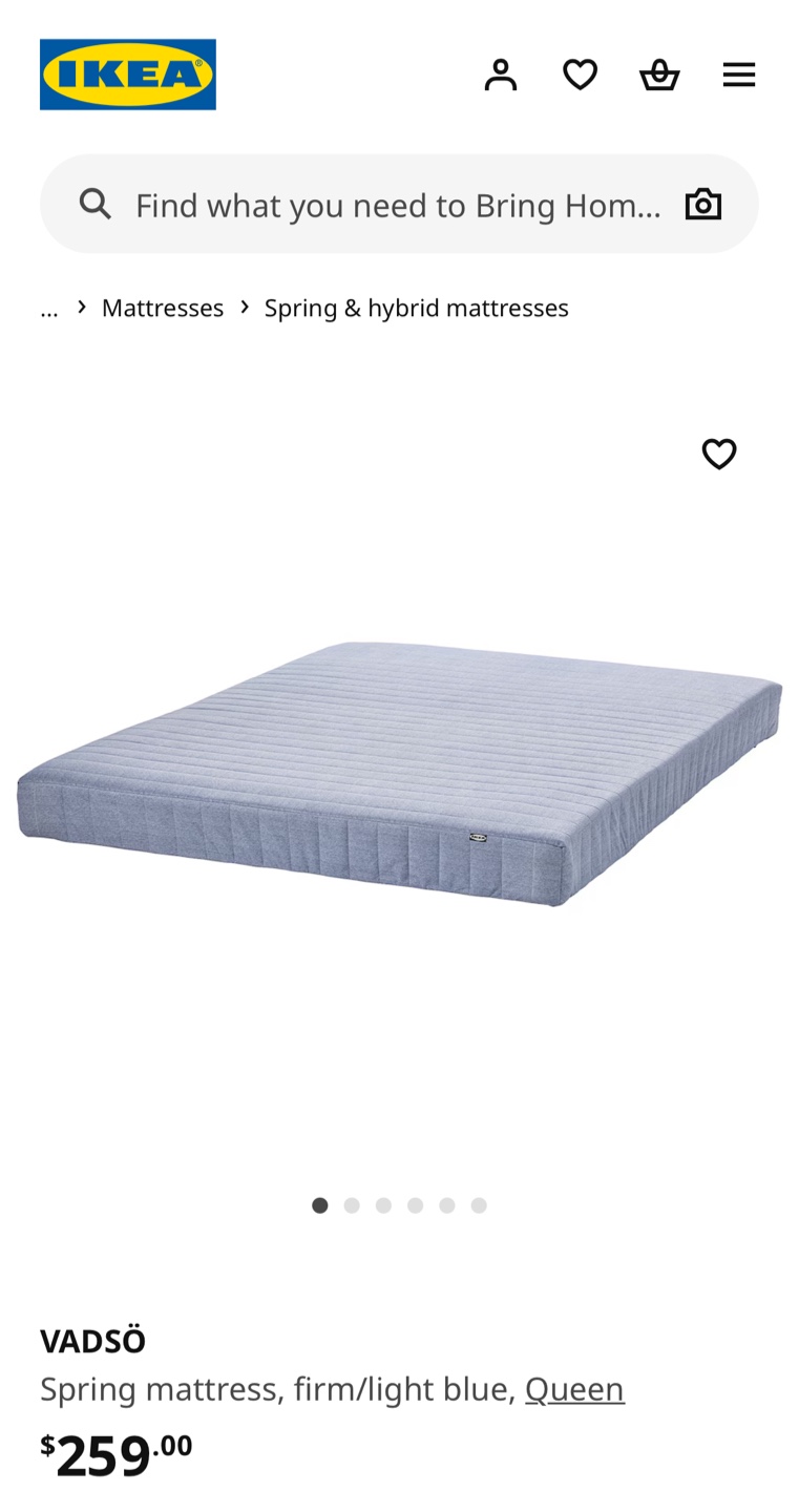 IKEA VADSO Queen Mattress - Firm - Light Blue - photo 2