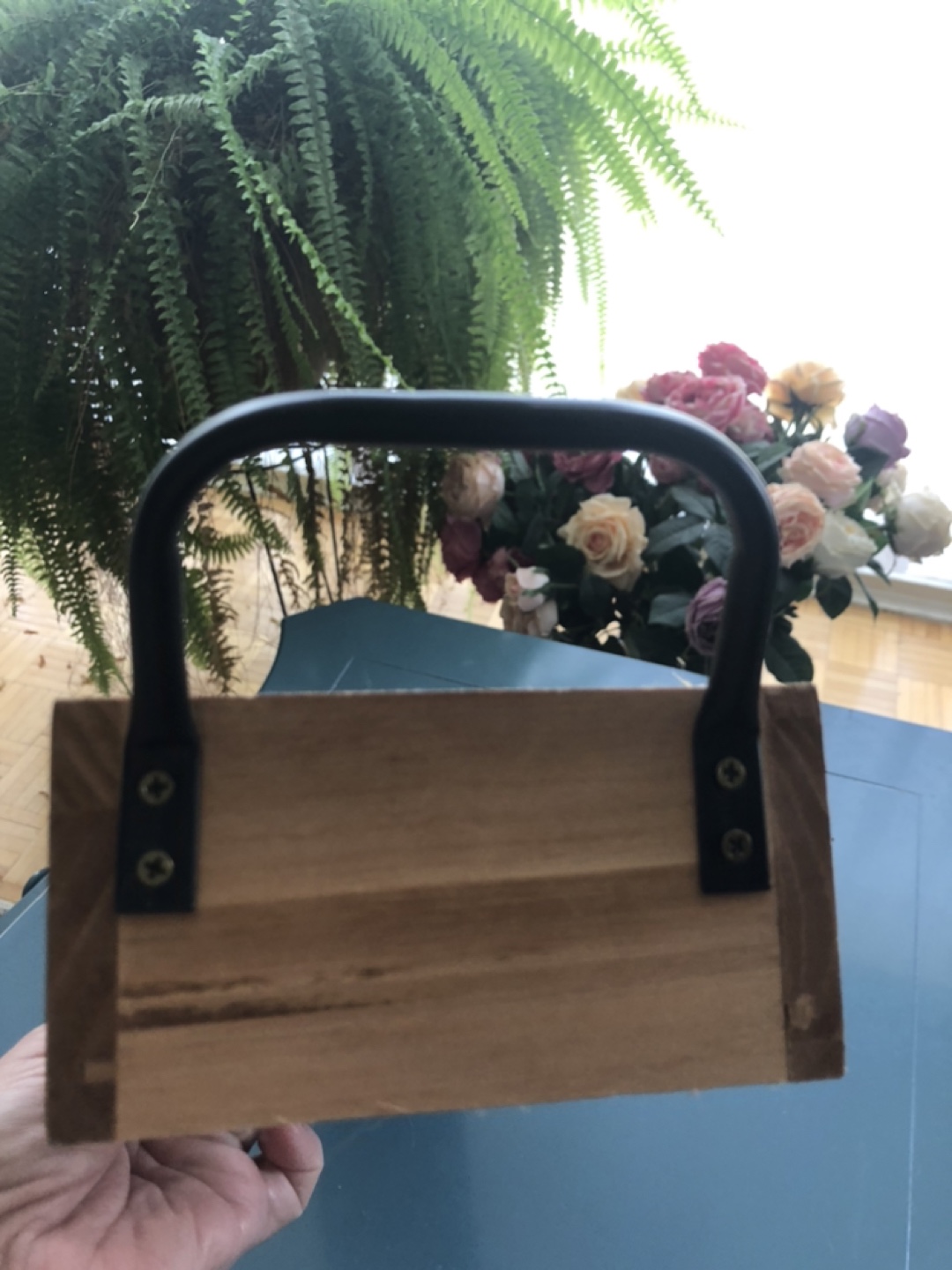 Long Wooden Tray with Metal Handles - photo 3