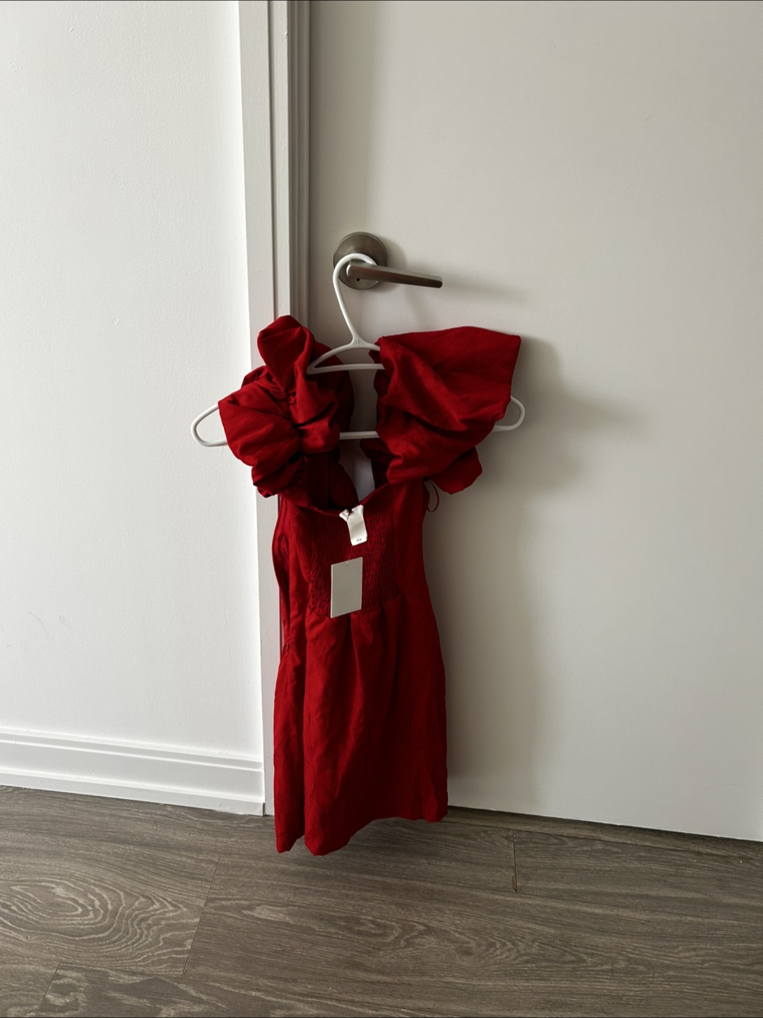 Red Puff Sleeve Mini Dress