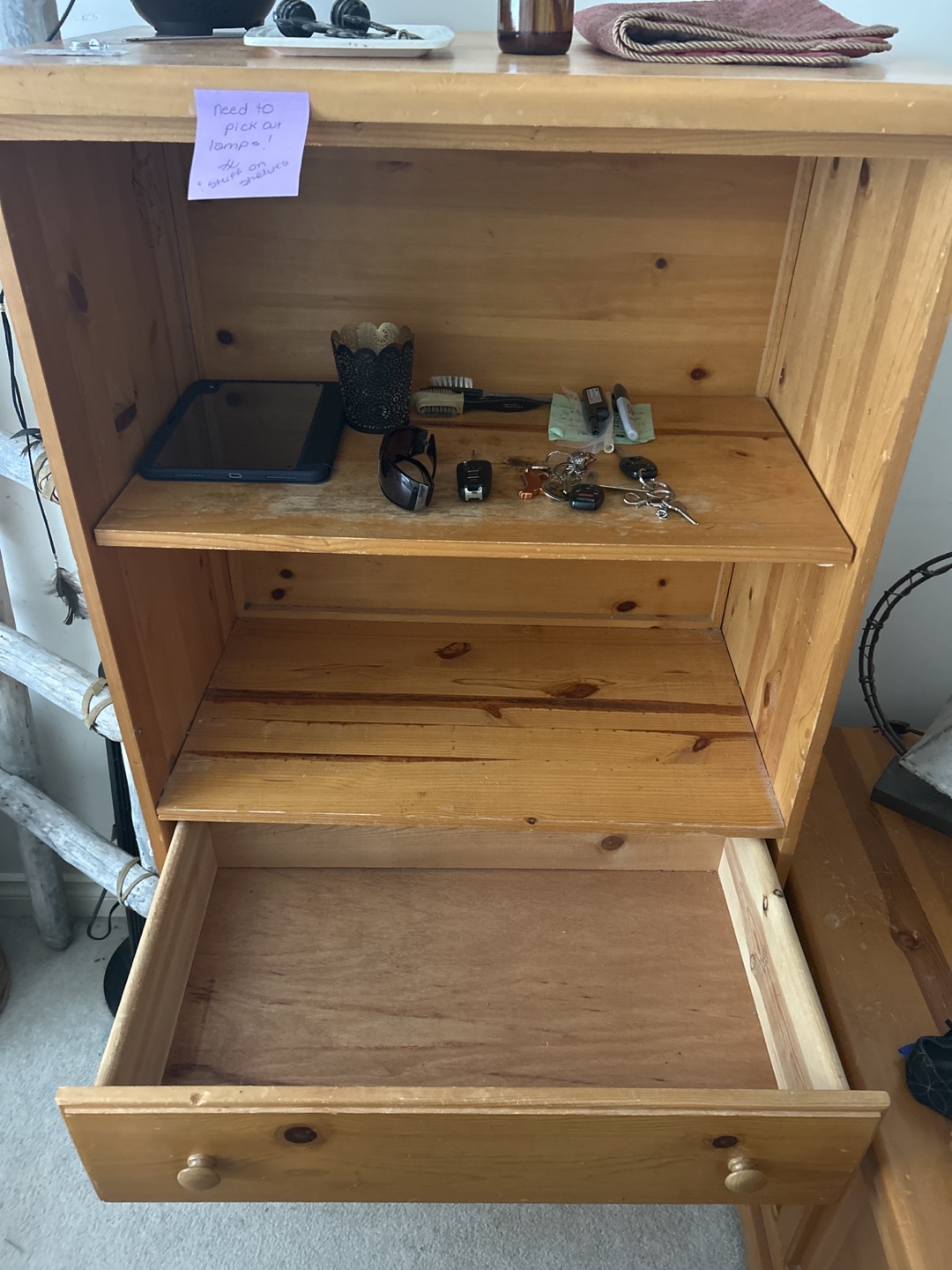 Solid Pine Wood Storage Cabinet with 3 Drawers - photo 2