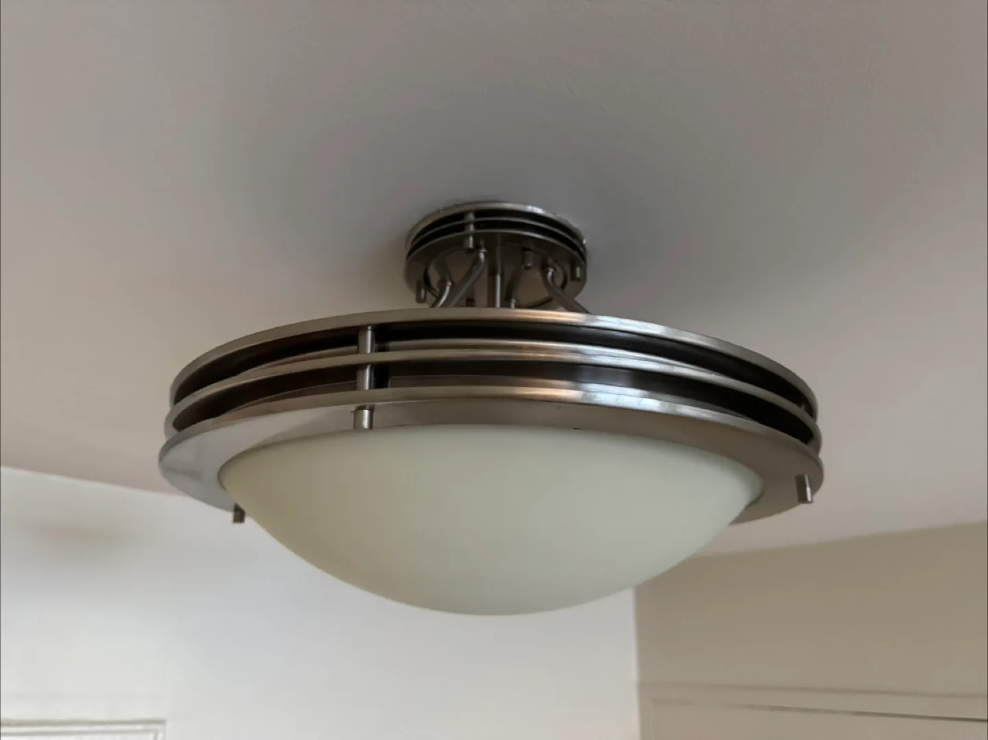 Modern Brushed Nickel Flush Mount Ceiling Light Fixture thumbnail