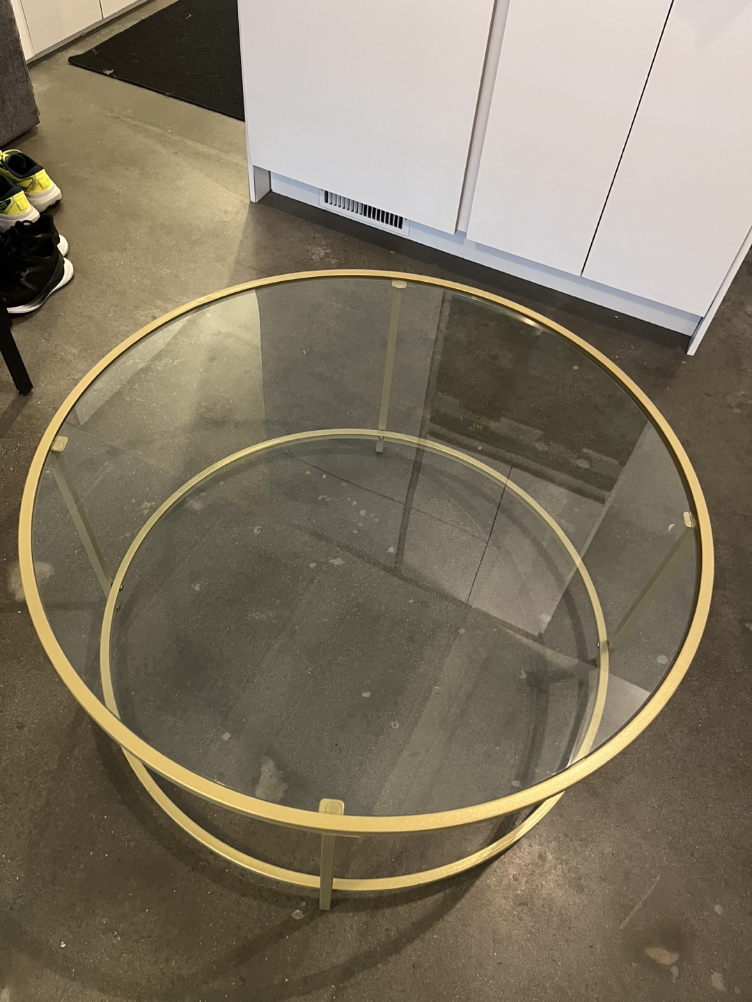 Gold Metal and Glass Coffee Table