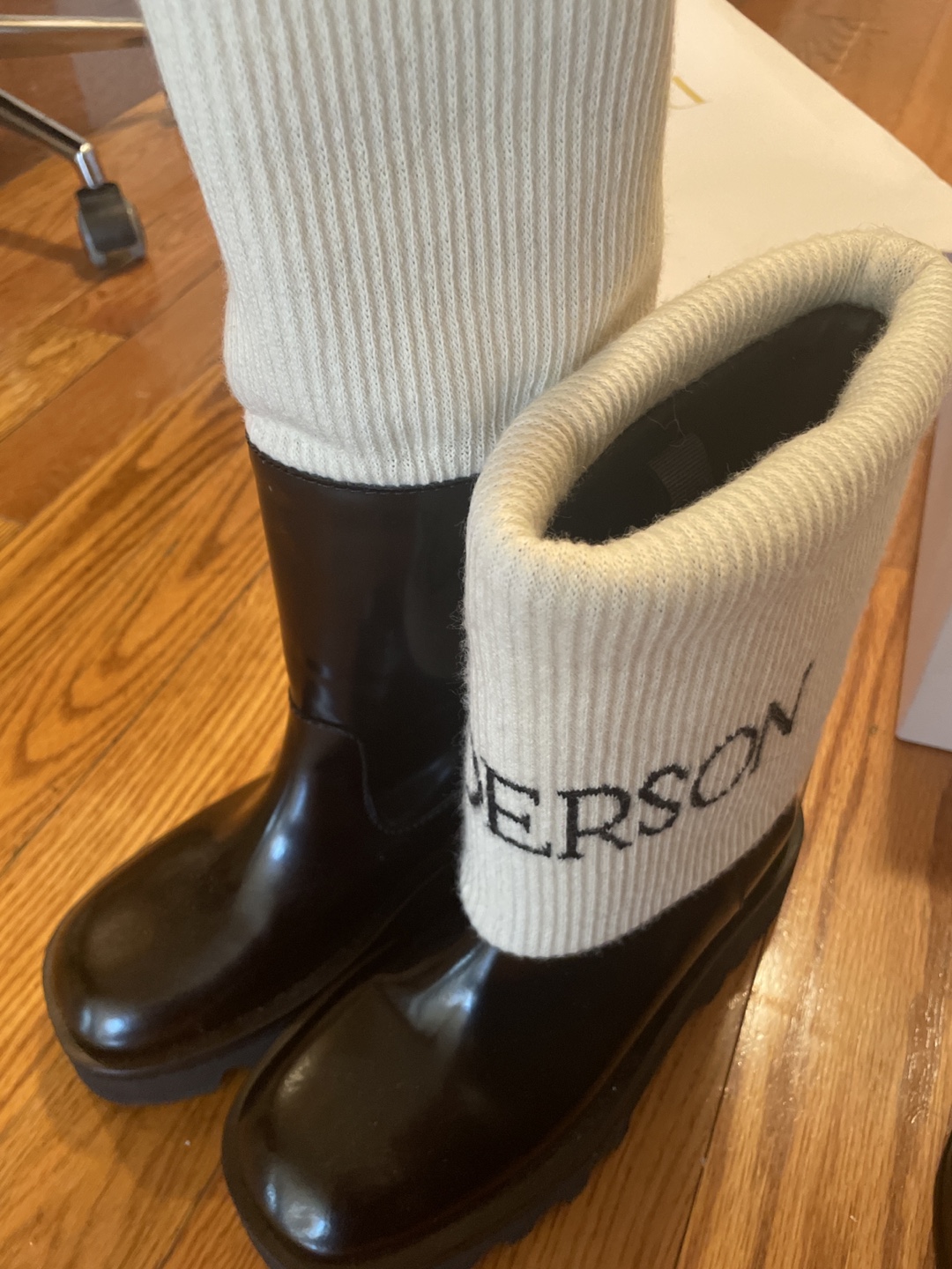Nœerson Black Patent Leather Boots with Knit Cuffs - photo 3