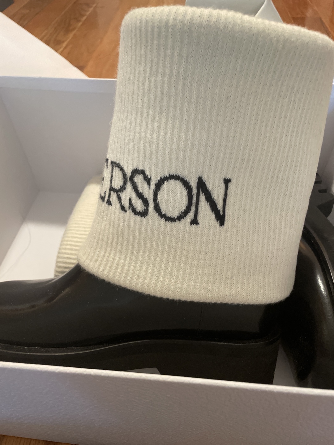 Nœerson Black Patent Leather Boots with Knit Cuffs - photo 2