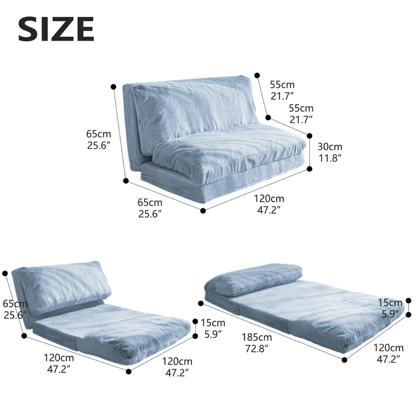 New N&V Folding Bean Bag Bed, Foam Filling Folding Soft Top - photo 3
