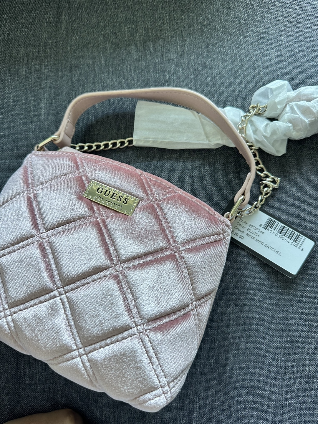 GUESS Pink Velvet Mini Satchel Bag - photo 2