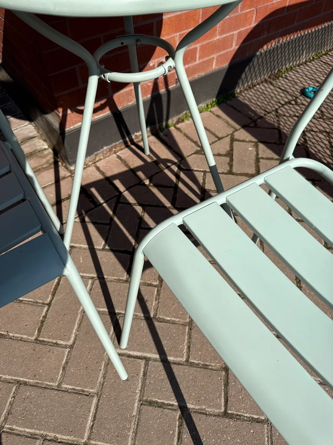 #moving Metal Bistro Set - 1 Table, 2 Chairs - Pale Green image indicator(2)