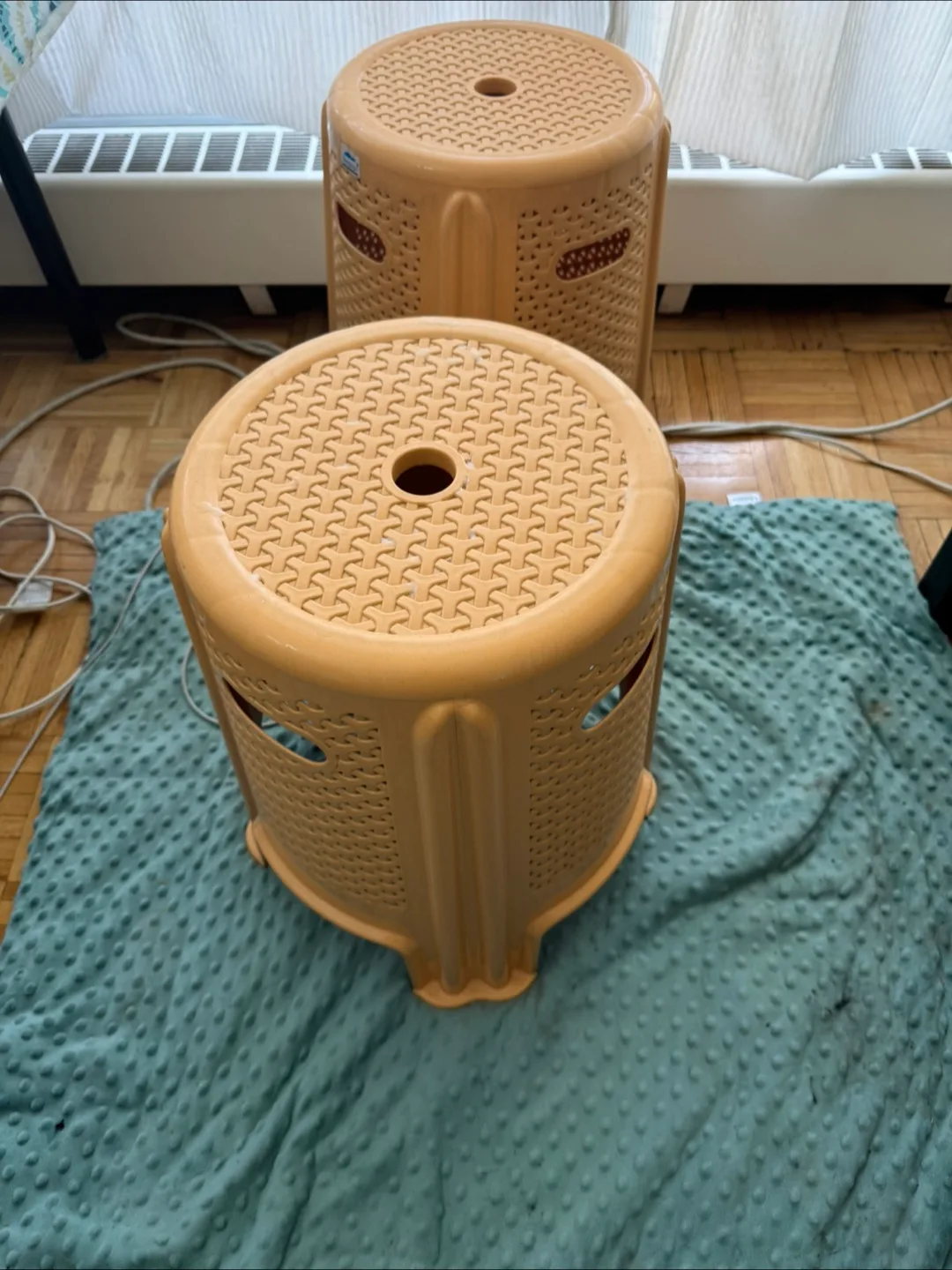 Pair of Beige Plastic Stools thumbnail