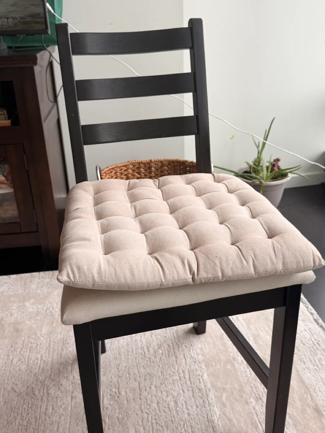 Beige Buttoned Chair Cushion thumbnail