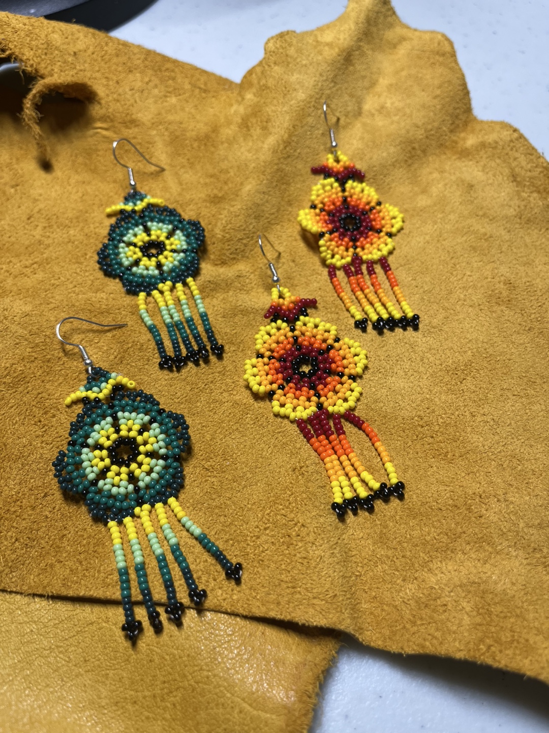 Beaded Flower Earrings