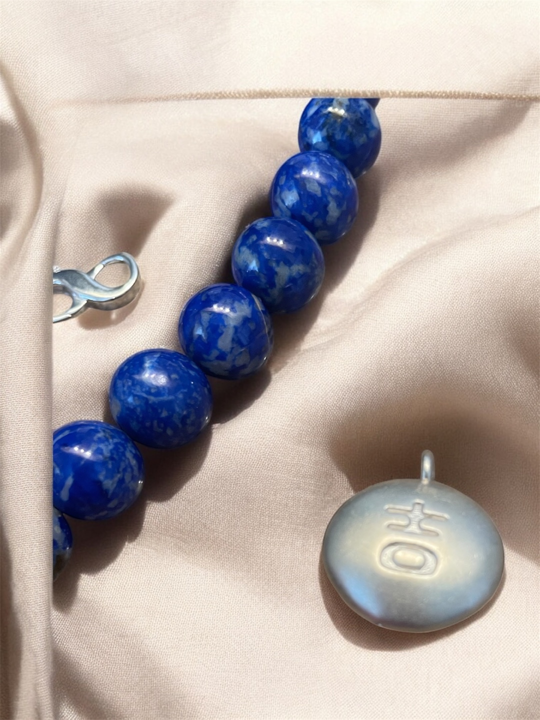 Stunning Lapis Lazuli Beaded Necklace with Silver Charm - photo 4