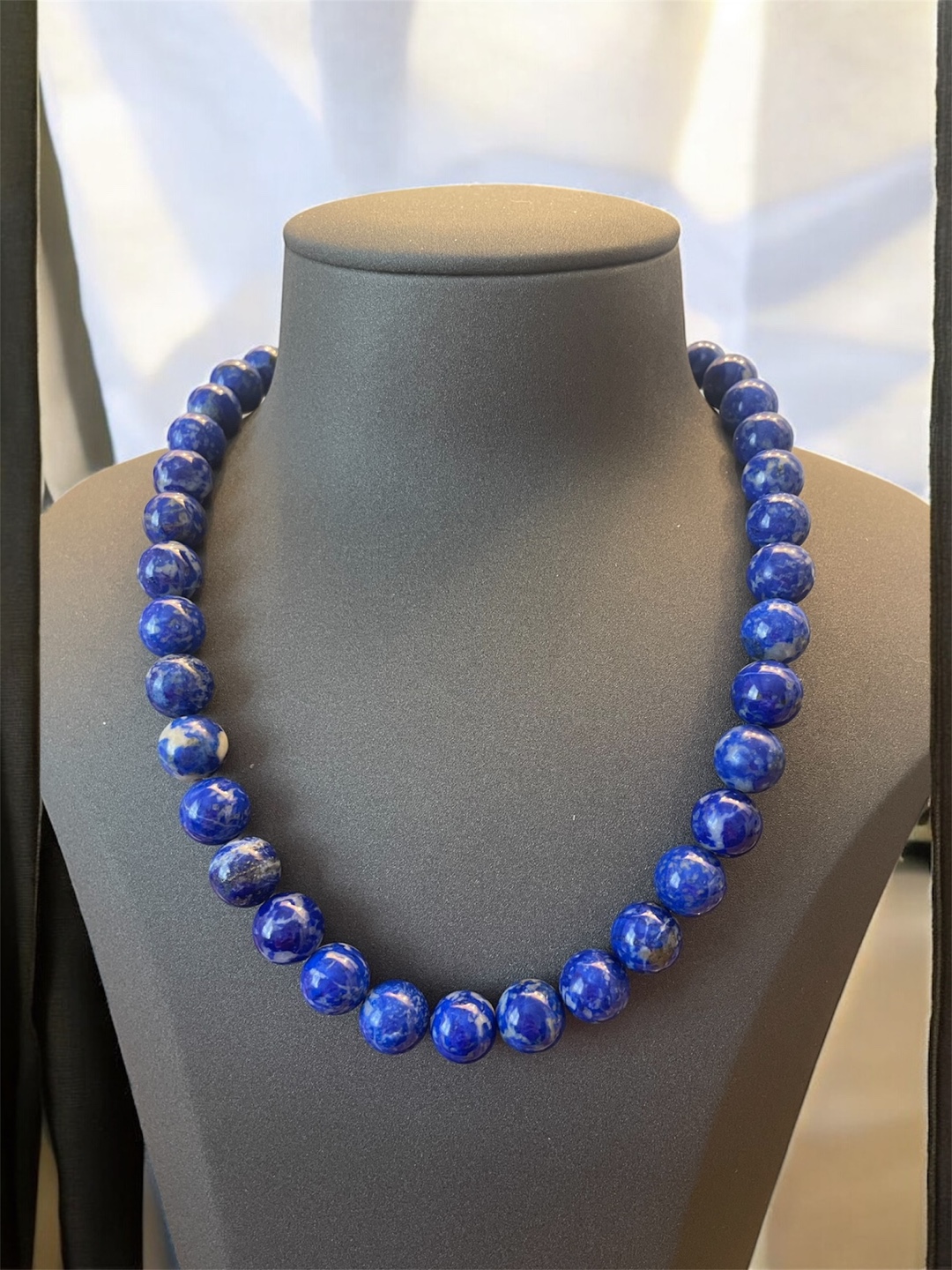 Stunning Lapis Lazuli Beaded Necklace with Silver Charm - photo 2