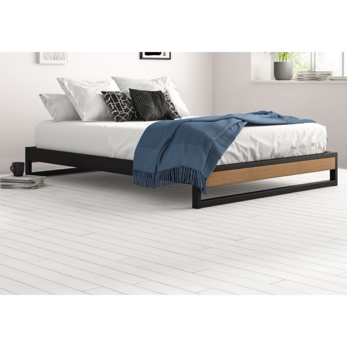 Queen Low Bed Frame Minimalist Style