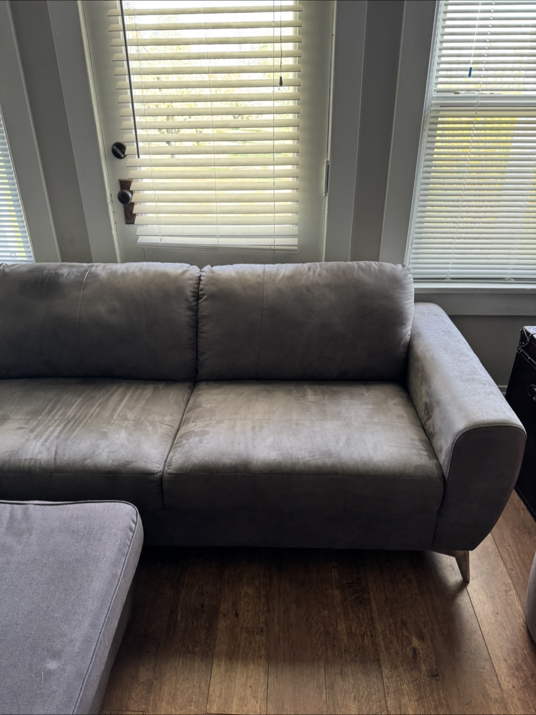 Grey L-Shaped Sectional Sofa with Ottoman - photo 4