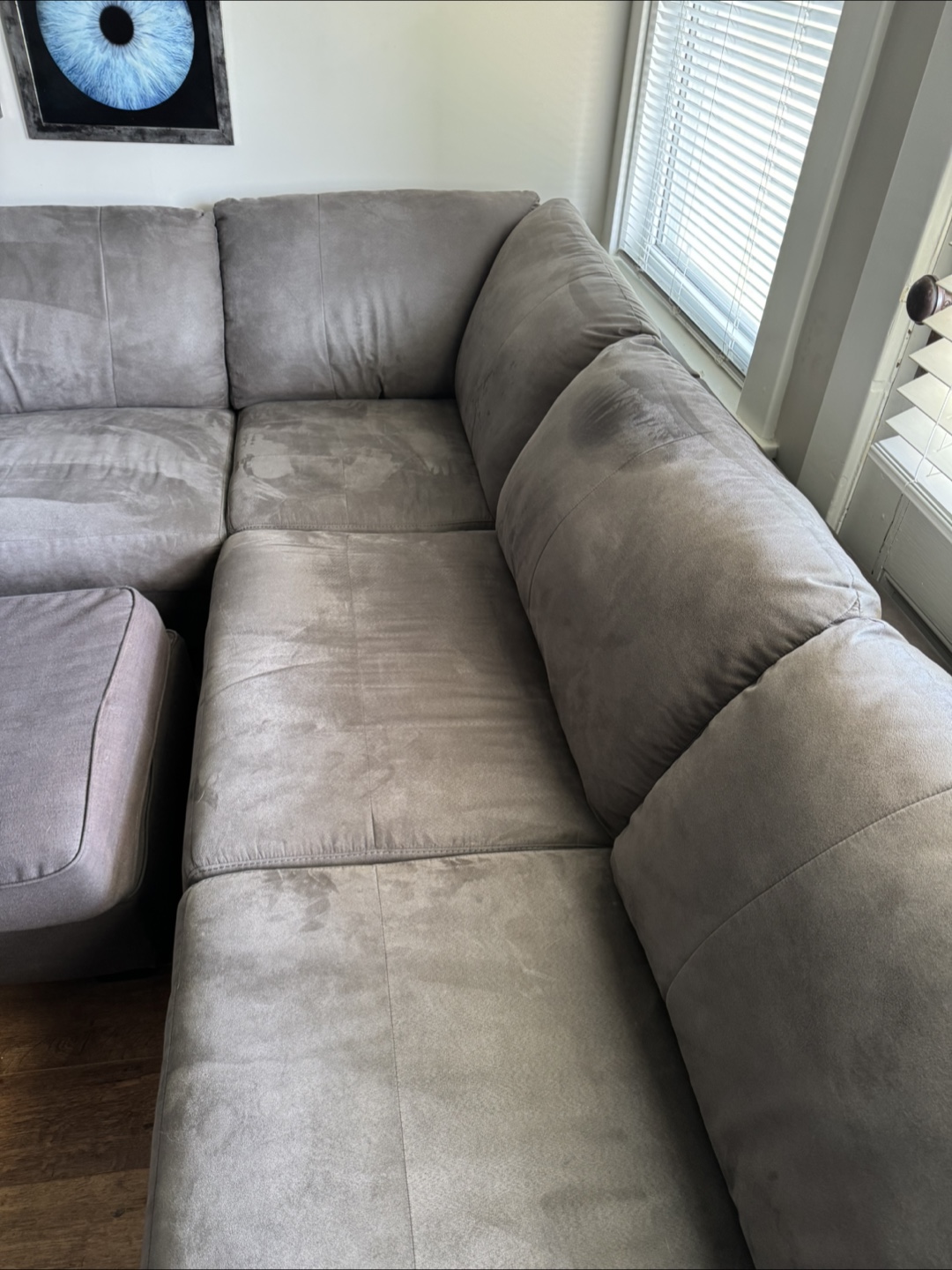 Grey L-Shaped Sectional Sofa with Ottoman - photo 5