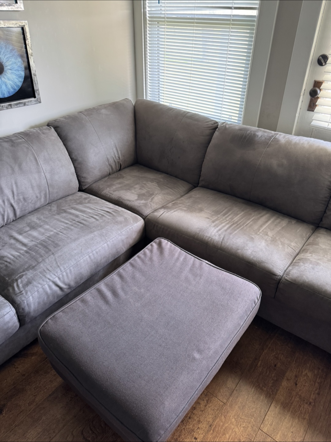 Grey L-Shaped Sectional Sofa with Ottoman - photo 3
