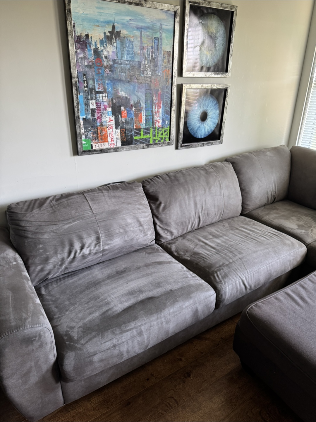 Grey L-Shaped Sectional Sofa with Ottoman - photo 2