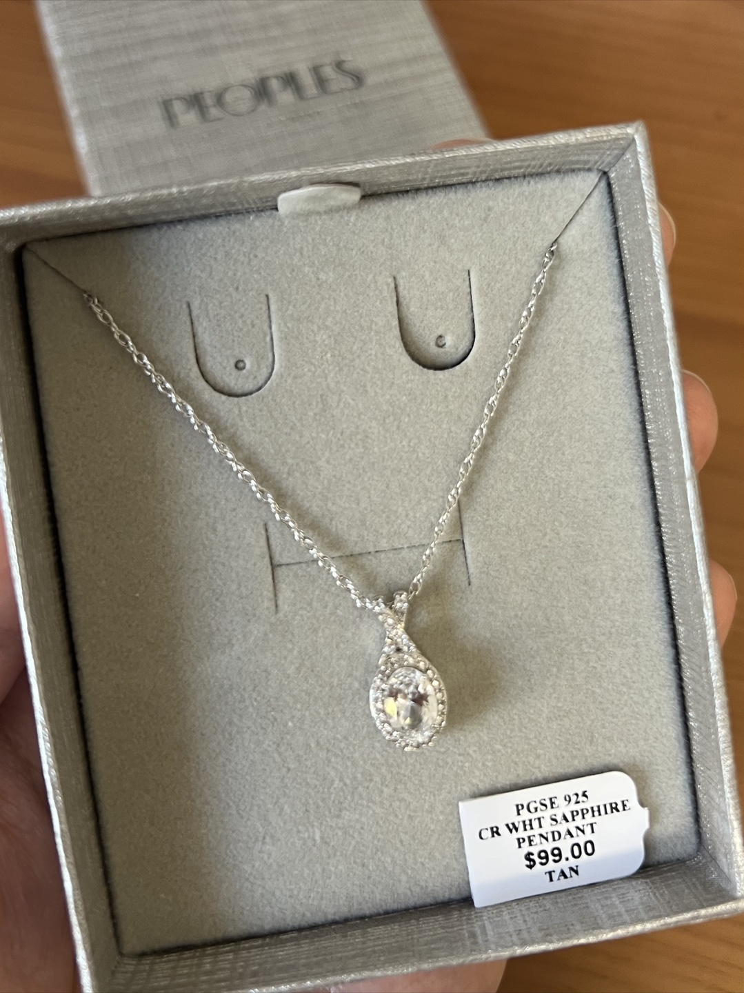 People's Jewellers White Sapphire Pendant Necklace
