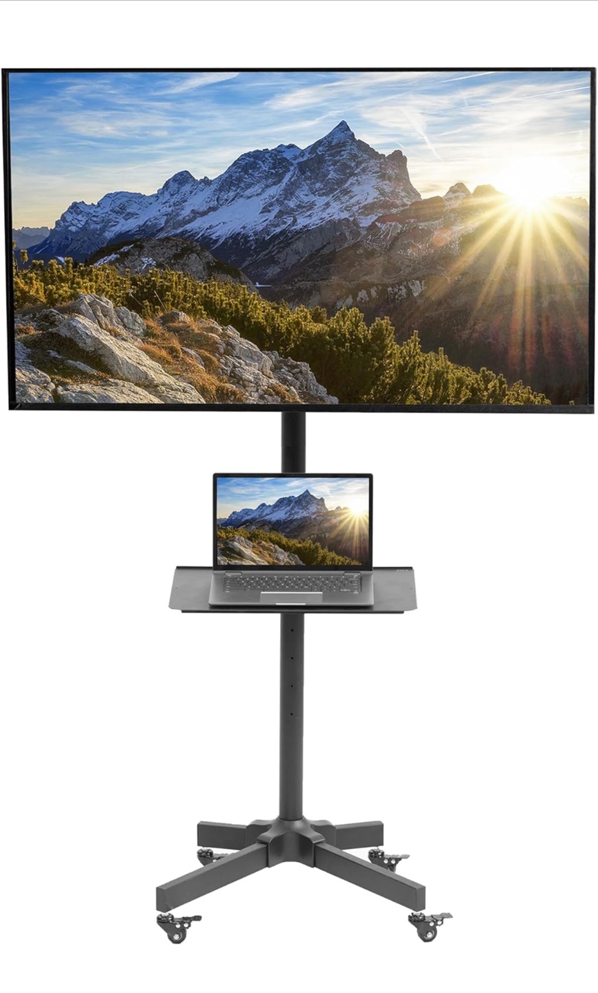 Mobile TV Stand with Height Adjustment and Shelf