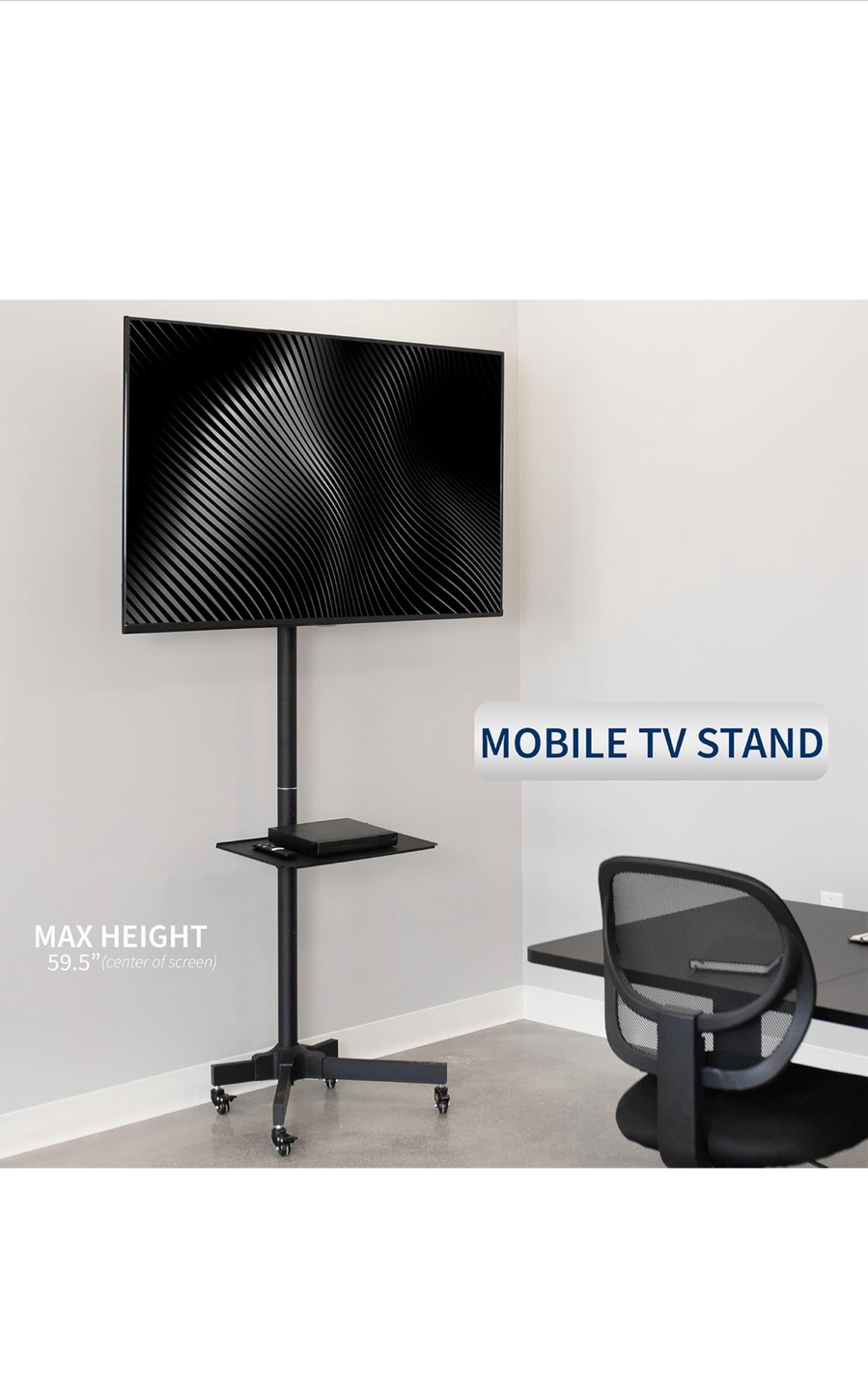 Mobile TV Stand with Height Adjustment and Shelf - photo 2