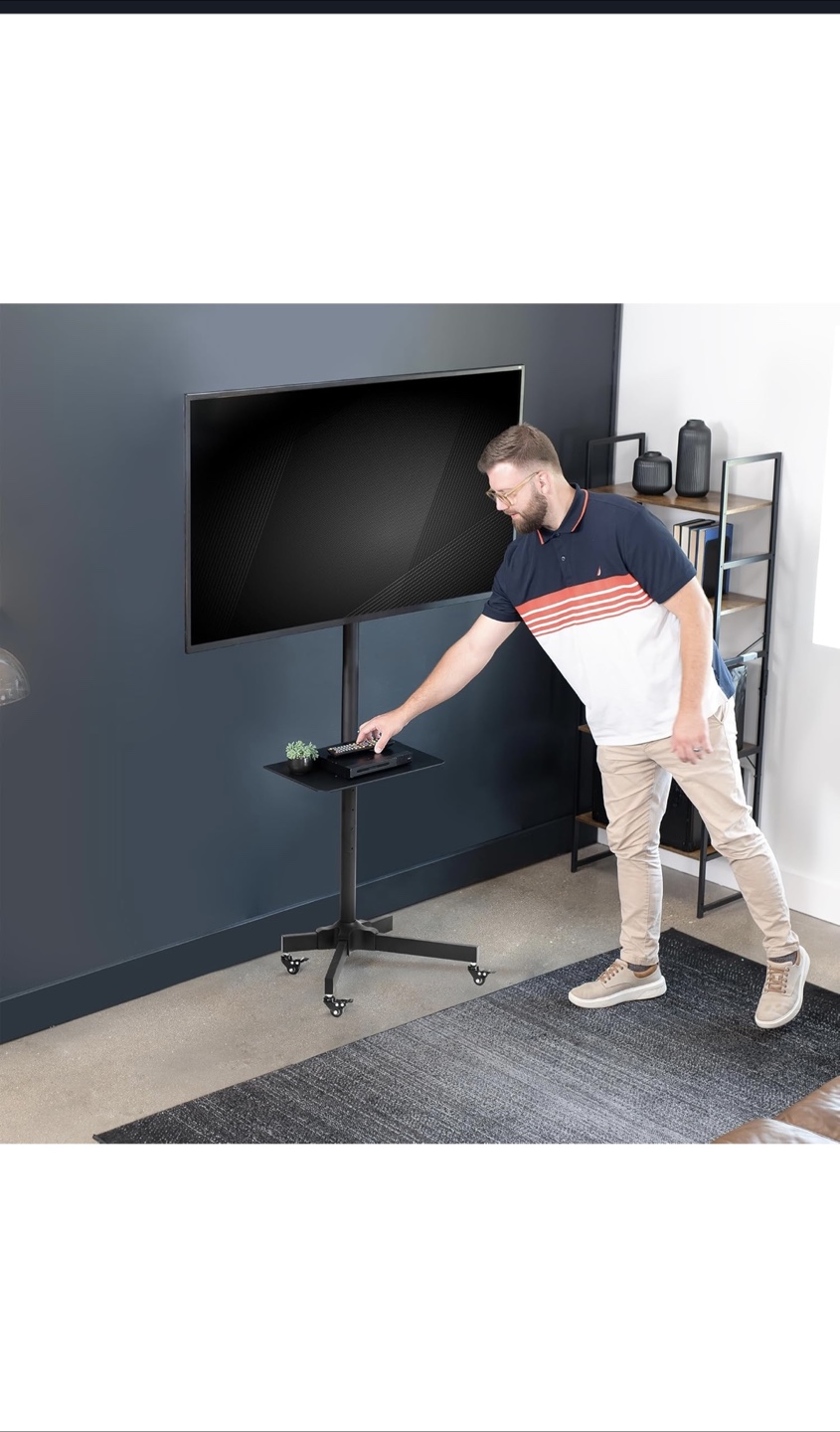 Mobile TV Stand with Height Adjustment and Shelf - photo 4