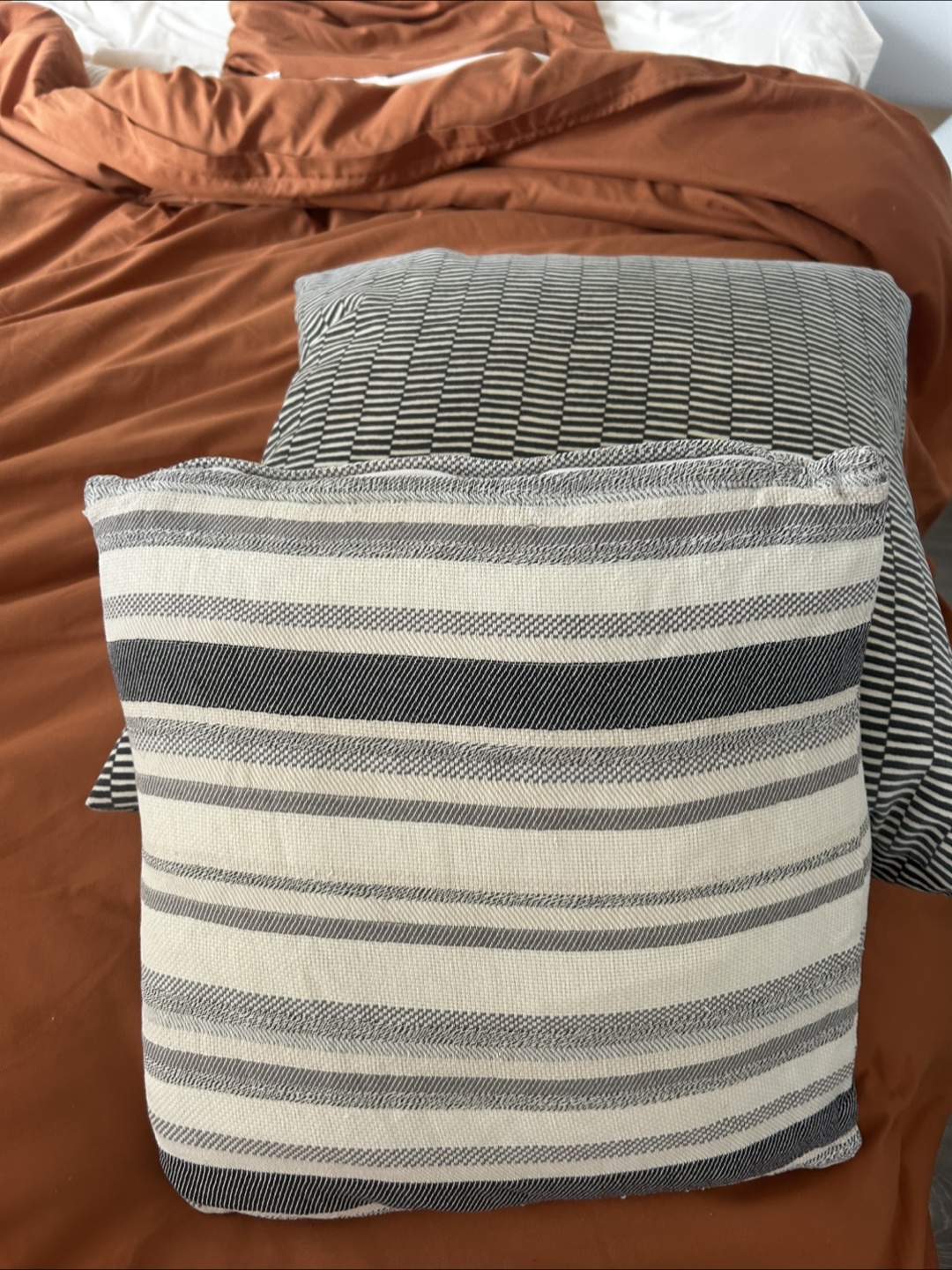 Two Decorative Throw Pillows - Black and White Stripes - photo 4
