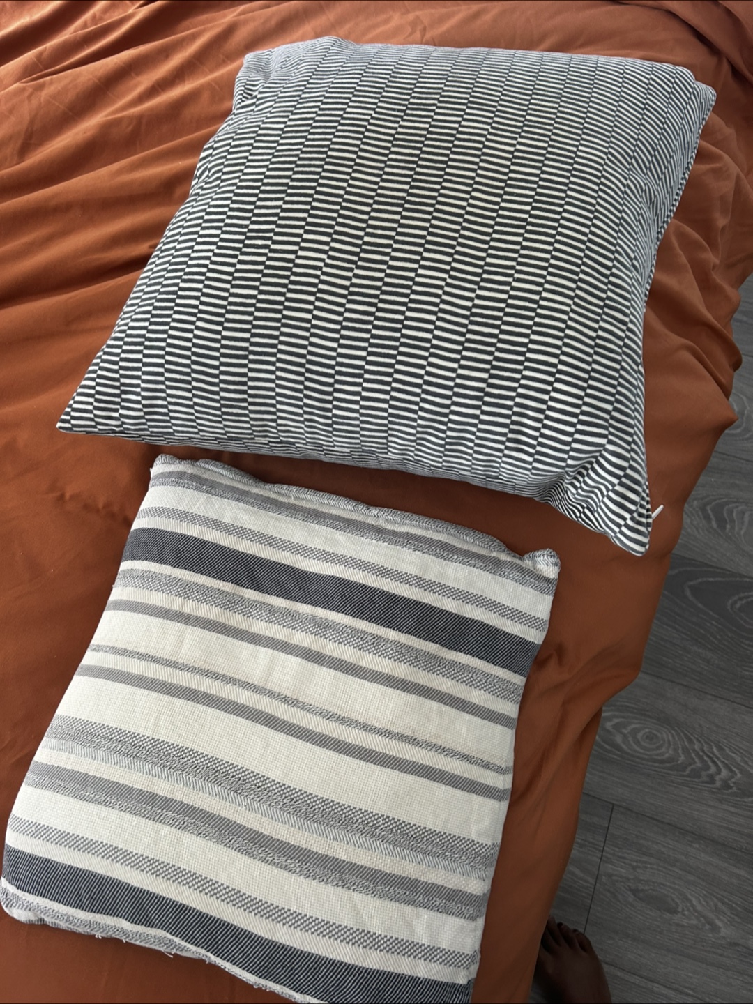 Two Decorative Throw Pillows - Black and White Stripes - photo 3