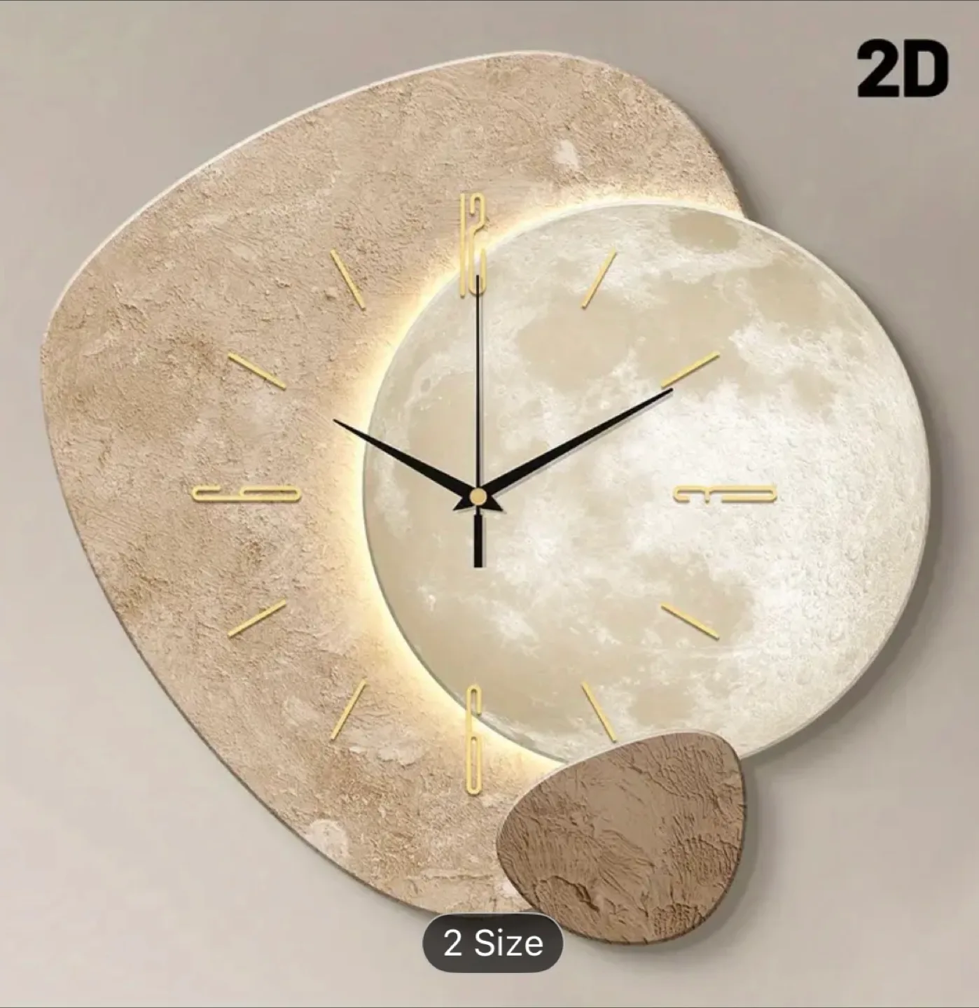 Modern Moon Phase Wall Clock - Beige image indicator(2)