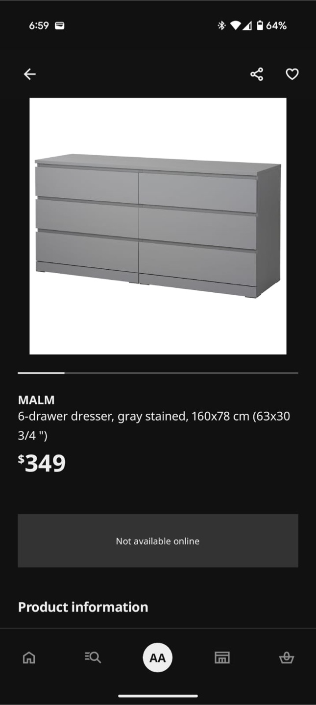 IKEA MALM 6-Drawer Dresser - Gray - photo 4