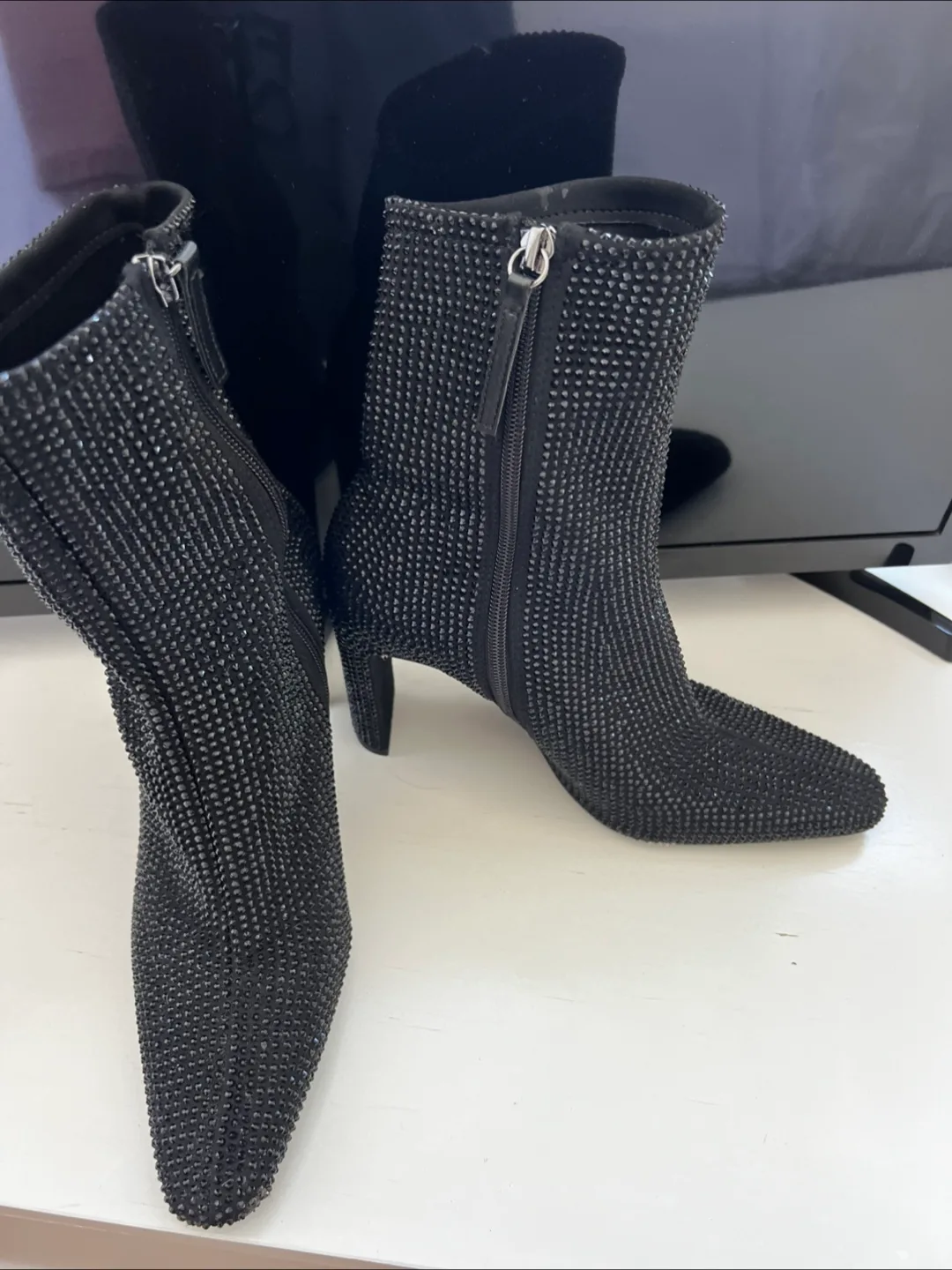Black Rhinestone Ankle Boots thumbnail