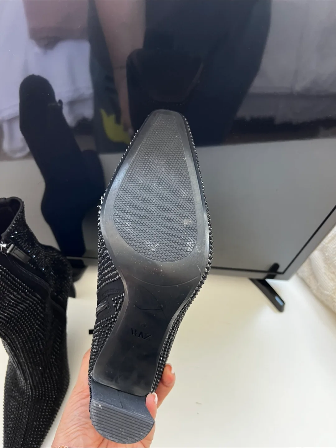 Black Rhinestone Ankle Boots image indicator(2)