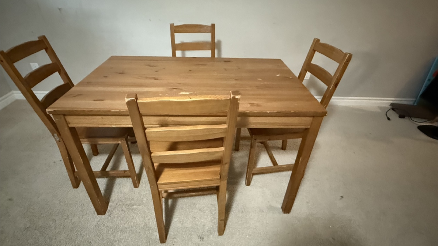 IKEA Wooden Dining Table Set with 4 Chairs
