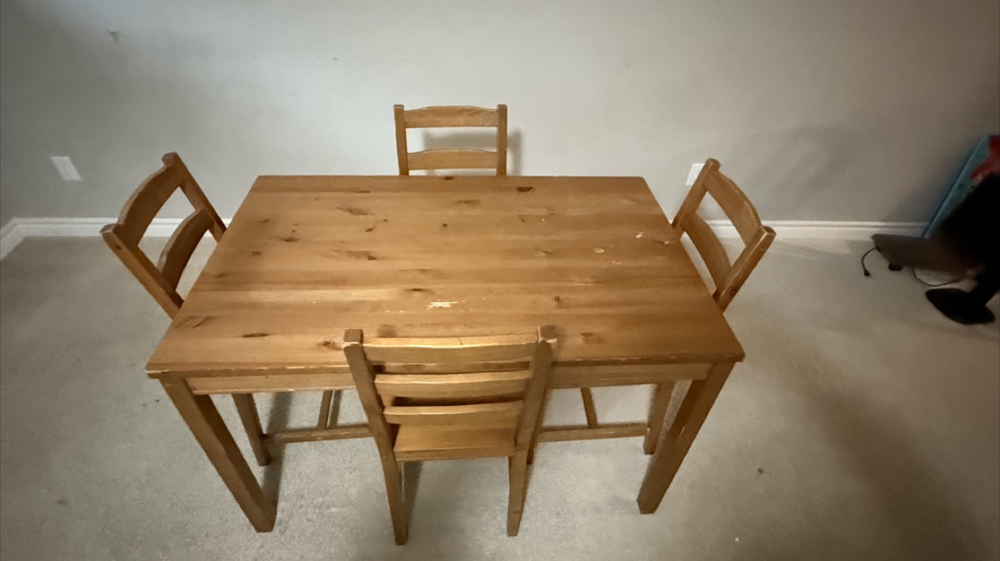 IKEA Wooden Dining Table Set with 4 Chairs - photo 3