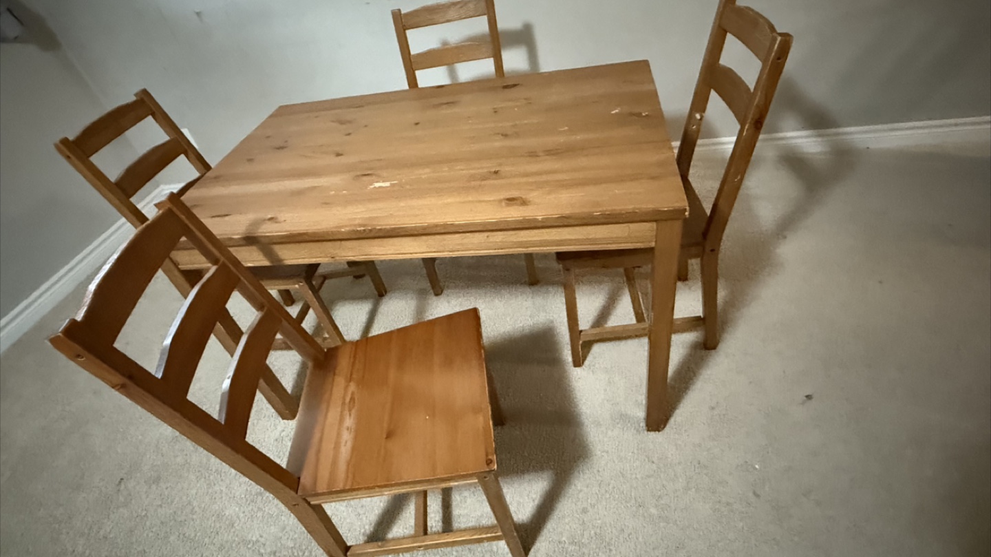 IKEA Wooden Dining Table Set with 4 Chairs - photo 4