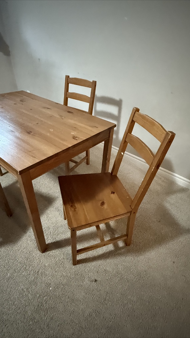 IKEA Wooden Dining Table Set with 4 Chairs - photo 2