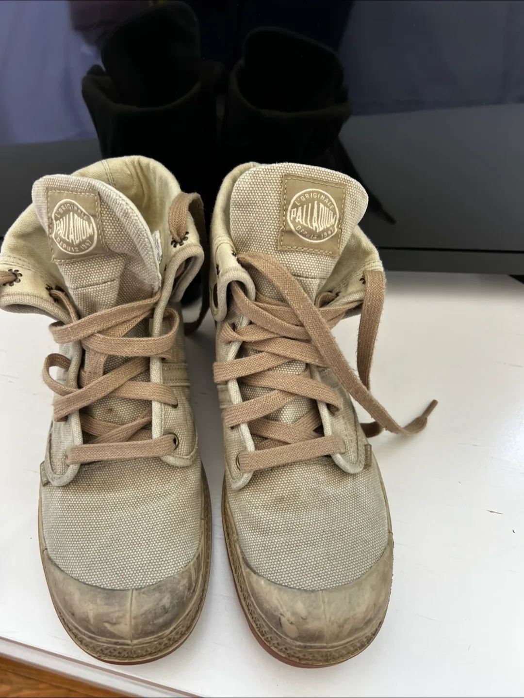 Palladium Women's Beige Canvas Boots Size 39 thumbnail